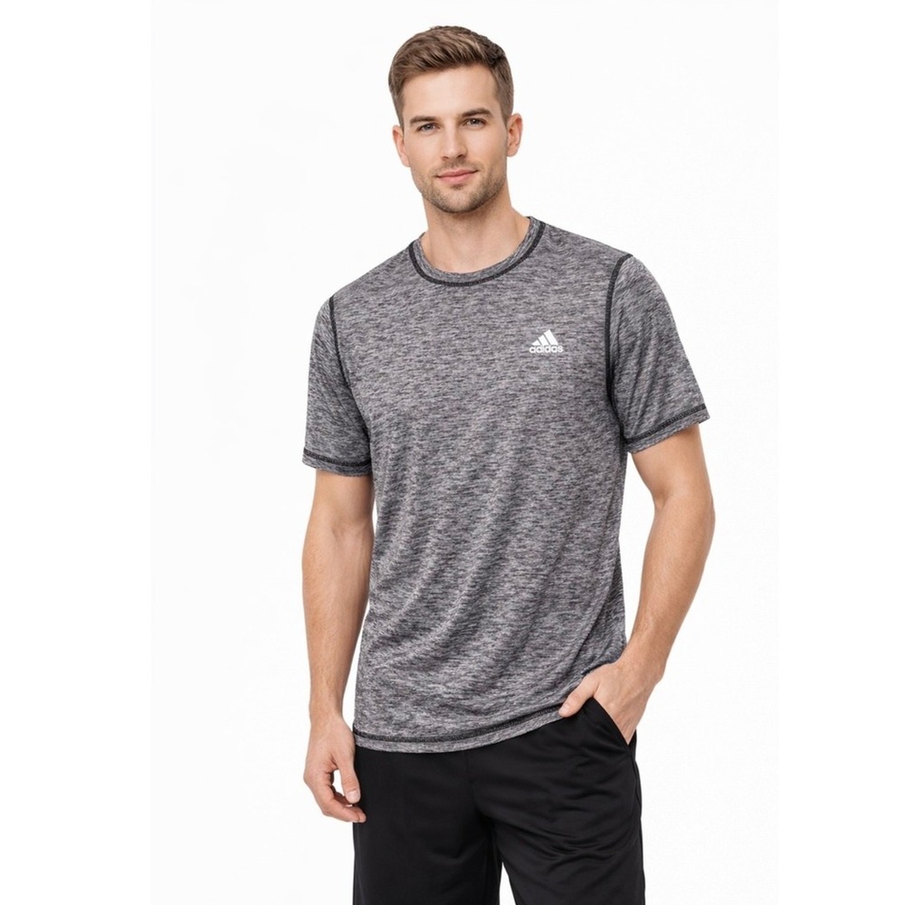 Adidas Shirt Mens Large‎ Tee Performance Gray Heathered Golf Athletic T-Shirt